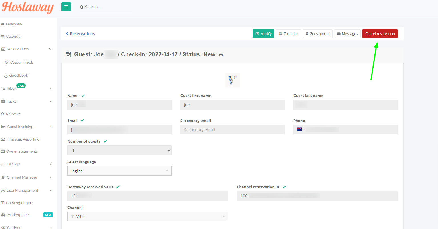 Vrbo Reservation Cancellation Hostaway